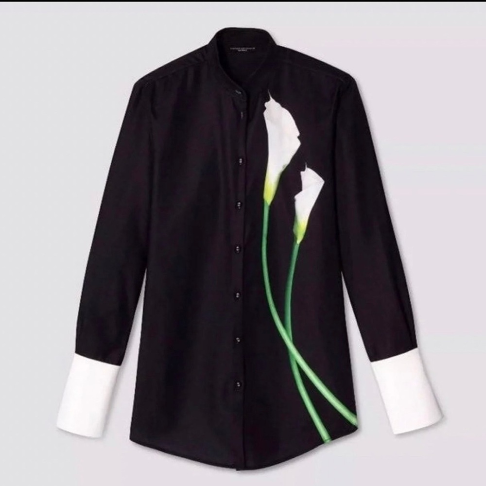 Victoria Beckham for Target Black and White Floral Button Down Shirt